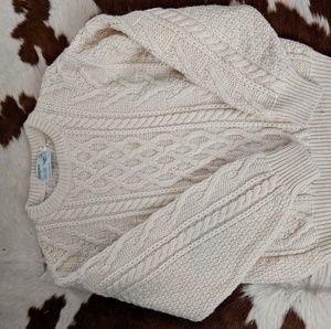 Cream cable knit wool irish sweater